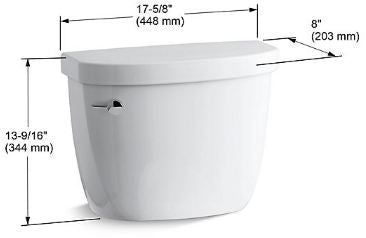 KOHLER Kohler K-4421-0 Cimarron Toilet Tank 1.28 gpf 17-5/8 in L x 8 in W x 14-1/4 in H