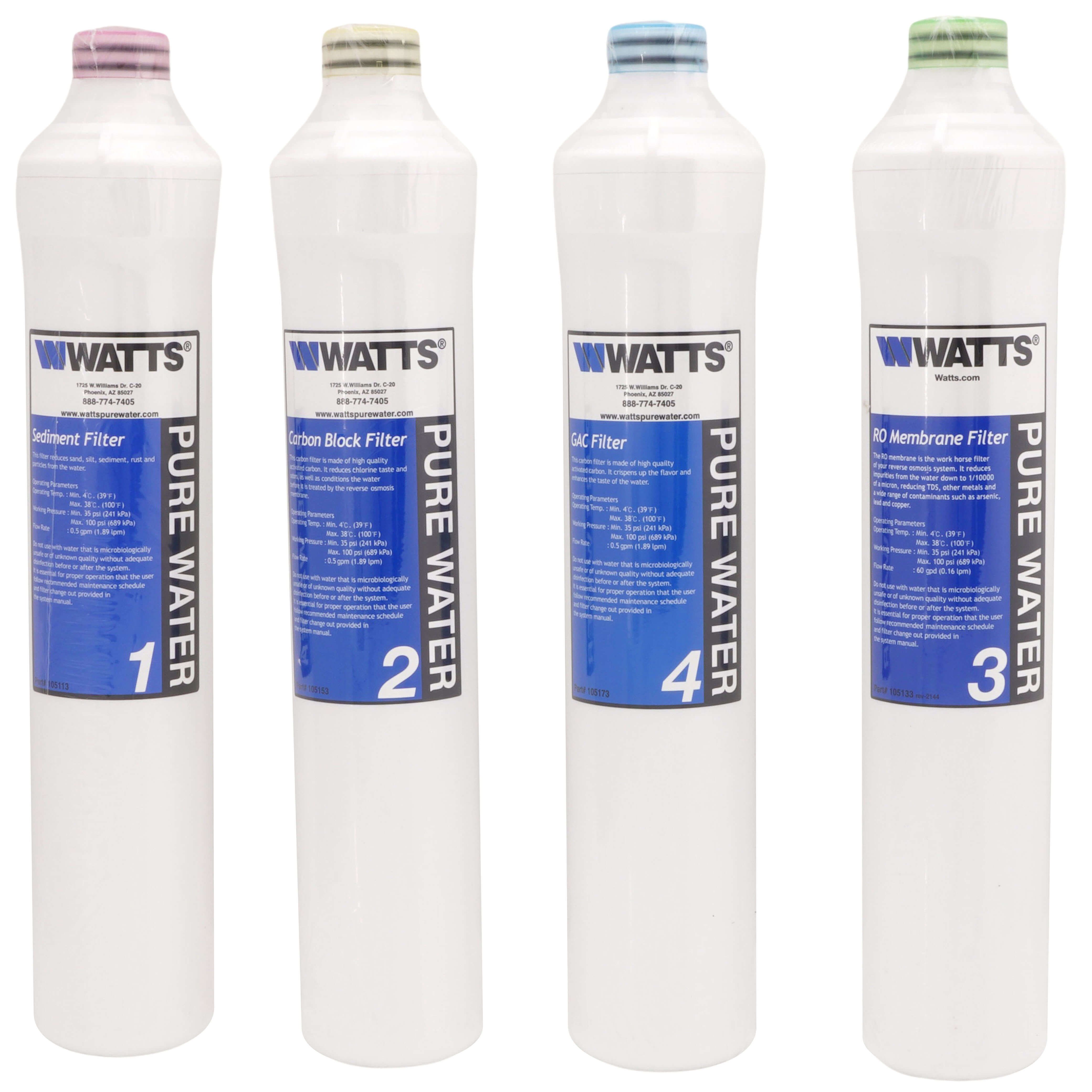 WATTS Watts 7100117 Kwik-Change Filter Kit 4 Pack for Watts PWROKC4 Kwik-Change Reverse Osmosis System