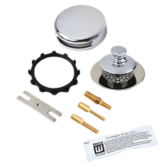 Watco 948700-PP-CP-G-3P Universal NuFit Innovator Stainless Steel 3-Pin Push Pull Drain Trim Kit with Grid, Chrome-Plated