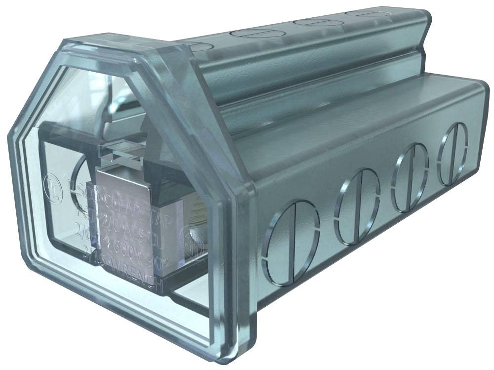 ILSCO ILSCO PCT-4-2/0 Cleartap Insulated Aluminum Multi-Tap Connector, Dual Rated, Conductor Range 2/0-14, 4 Ports, Tin Plated, UL, CSA