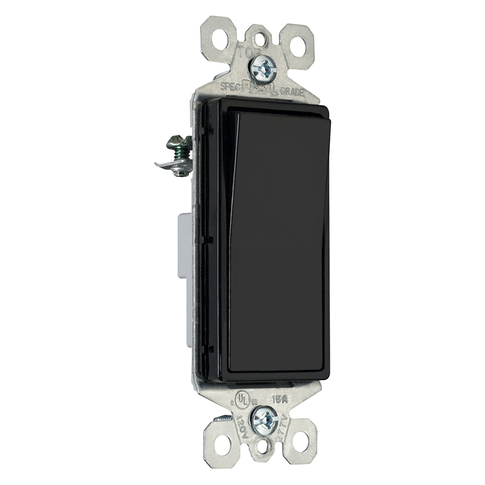 LEGRAND Legrand TM870STMBKCC6 Pass & Seymour 15 Amp 120/277 VAC 1-Pole Black Thermoplastic Momentary Contact Decorator Switch