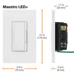 LUTRON Lutron MACL-153MH-IV Maestro LED+ Multiloc Clamshell Ivory