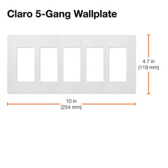 LUTRON Lutron CW-5-WH Claro Wallplate 5 Gang White