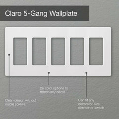LUTRON Lutron CW-5-WH Claro Wallplate 5 Gang White