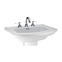 Mansfield Plumbing 328-4 WH Mansfield Barrett 24-3/8 inch x 19-1/8 inch Rectangular Pedestal Sink Basin Only, 4 inch Centerset, White