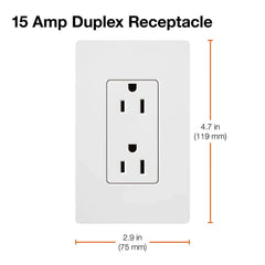 LUTRON Lutron SCRS-15-TR-MN Claro Tamper-Resistant Duplex Receptacle, 15 Amp, Midnight