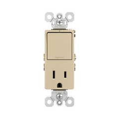 Pass & Seymour RCD38TRI Combination Single Pole/3-Way Switch & Tamper Resistant Receptacle, 15A 120/125V - Ivory