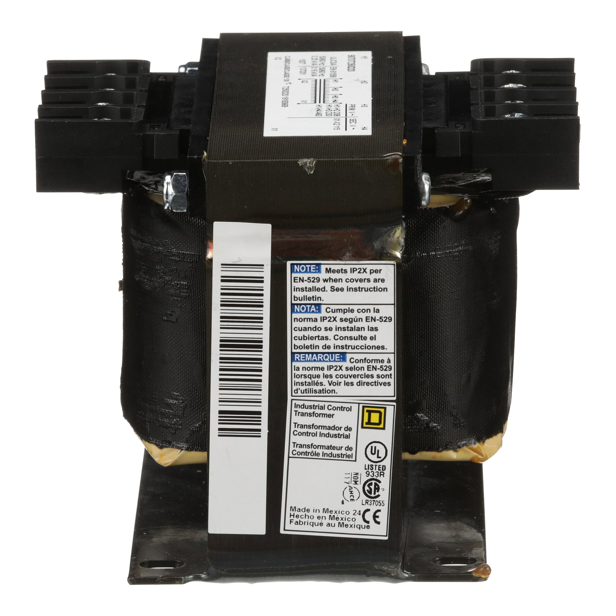 SCHNEIDER ELECTRIC Square D 9070T250D20 250 VA 208/230/460 VAC Primary 115 VAC Secondary 1-Phase Control Transformer