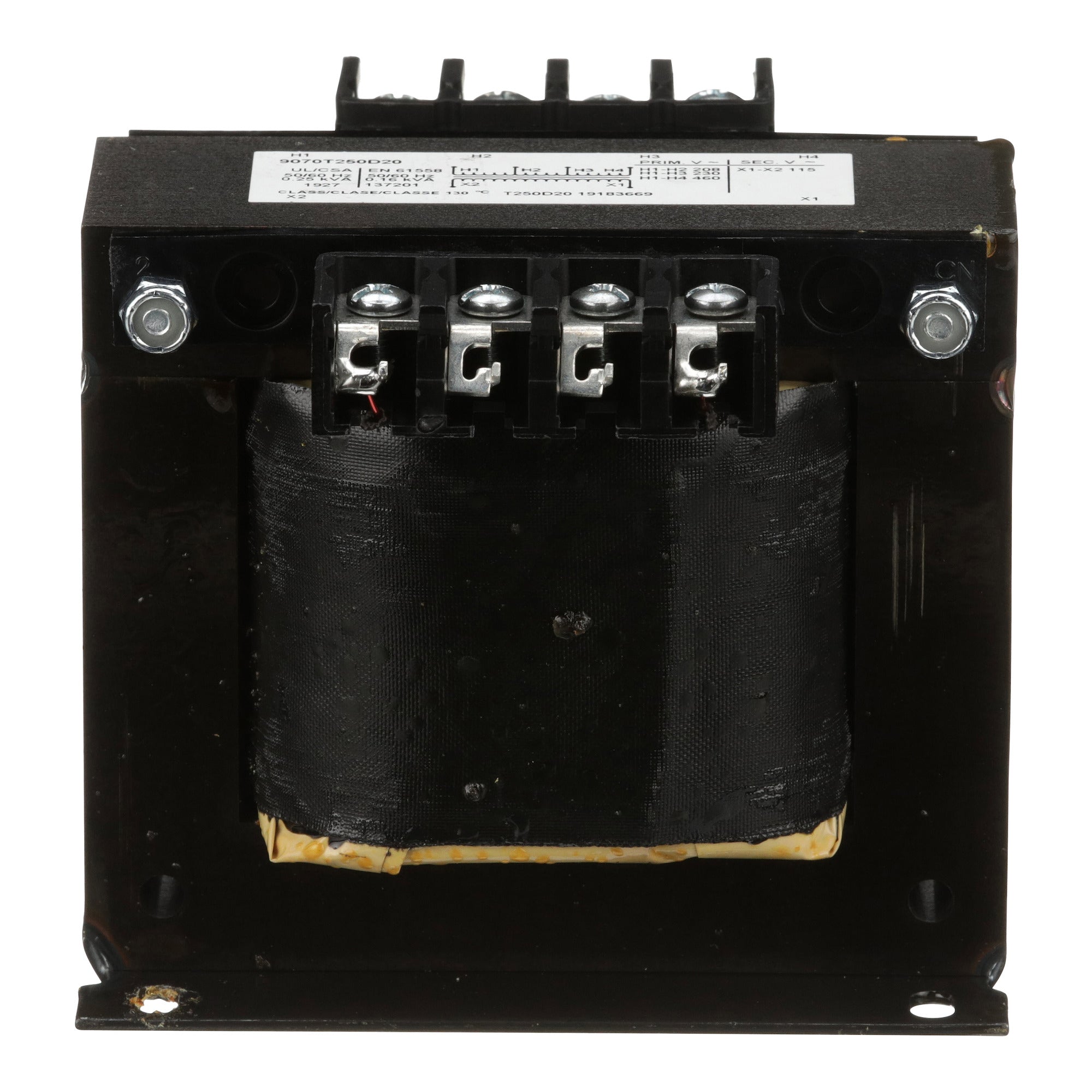 SCHNEIDER ELECTRIC Square D 9070T250D20 250 VA 208/230/460 VAC Primary 115 VAC Secondary 1-Phase Control Transformer