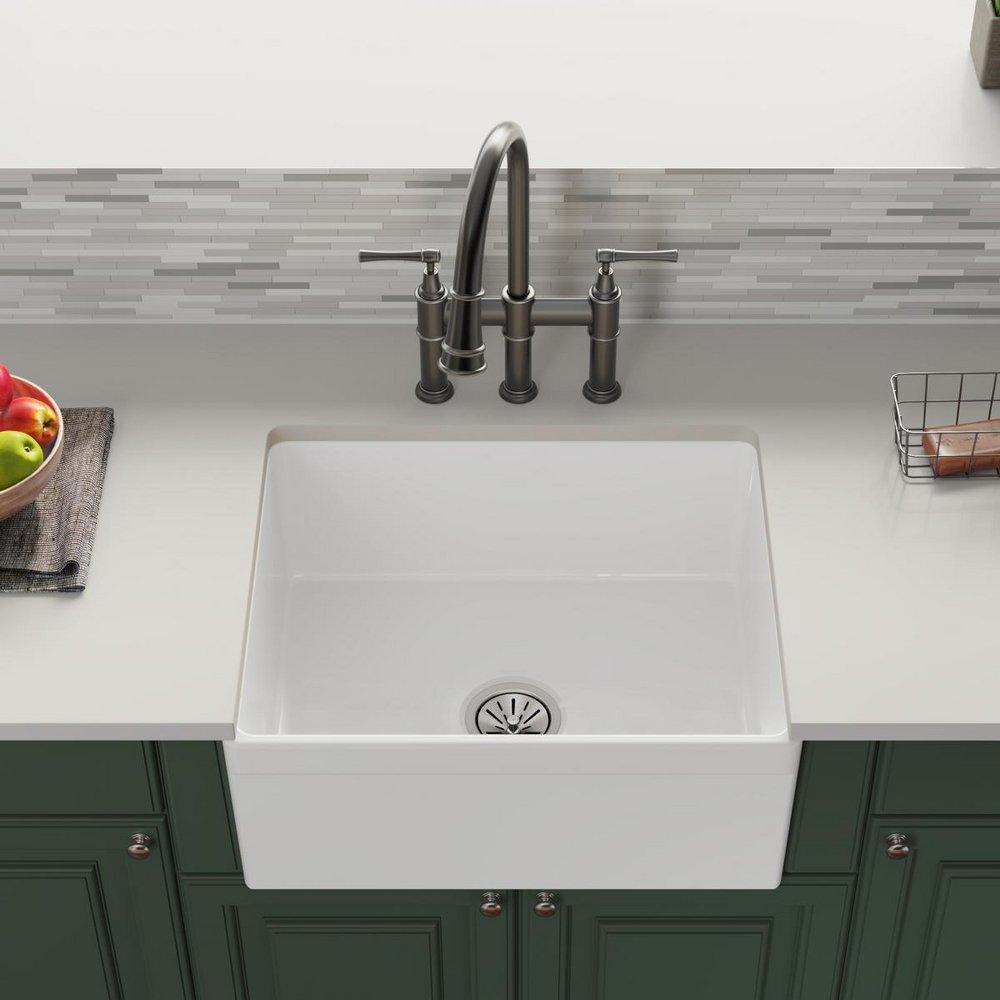 ELKAY Elkay SWUF2520WH Fireclay 24-3/8 x 19-5/8 Farmhouse Kitchen Sink