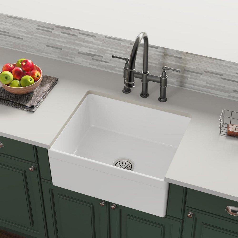 ELKAY Elkay SWUF2520WH Fireclay 24-3/8 x 19-5/8 Farmhouse Kitchen Sink