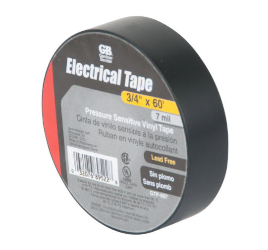 GB ELECTRICAL GB Electrical GTP-607 Black Electrical Tape 3/4 x 60' GTP-607