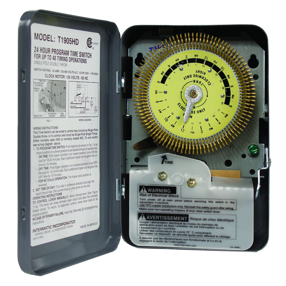 INTERMATIC Intermatic T1905HD 24-Hour Heavy-Duty Metal Dial Mechanical Time Switch 125 VAC