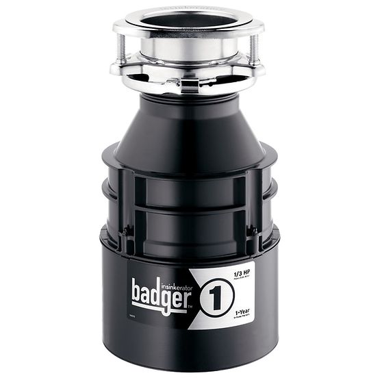 INSINKERATOR InSinkErator 79029-ISE Badger 1 Continuous Feed Garbage Disposal Without Cord, 1-1/2 in Drain, 1/3 hp