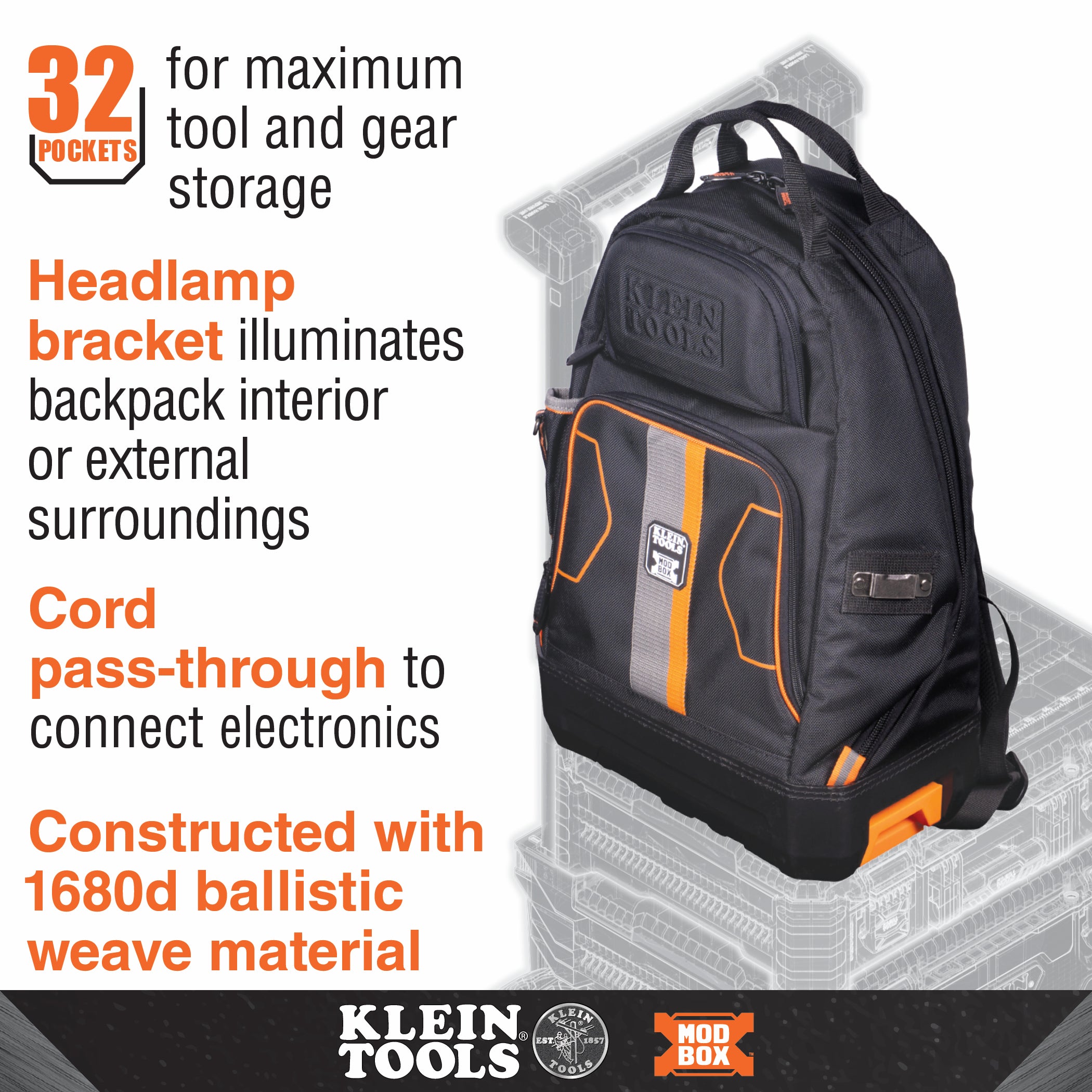 KLEIN TOOLS Klein Tools 62036-2 Electricians Back Pack