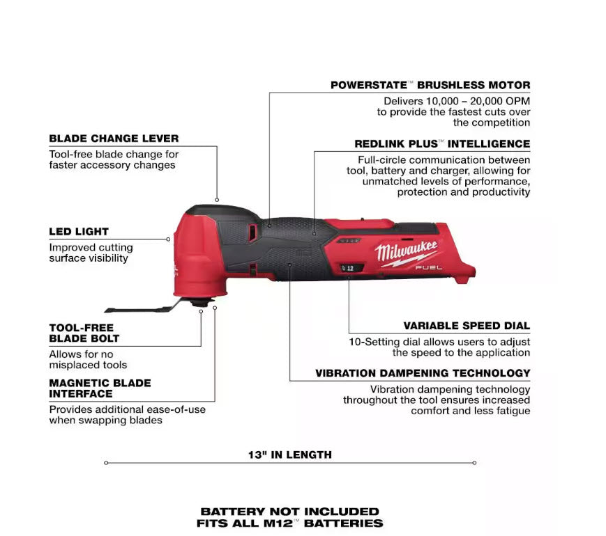 MILWAUKEE Milwaukee 3497-25 M12 FUEL 12-Volt Lithium-Ion Brushless Cordless Combo Kit (5-Tool) w/2 Batteries and Bag