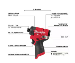 Milwaukee 3497-25 M12 FUEL 12-Volt Lithium-Ion Brushless Cordless Combo Kit (5-Tool) w/2 Batteries and Bag