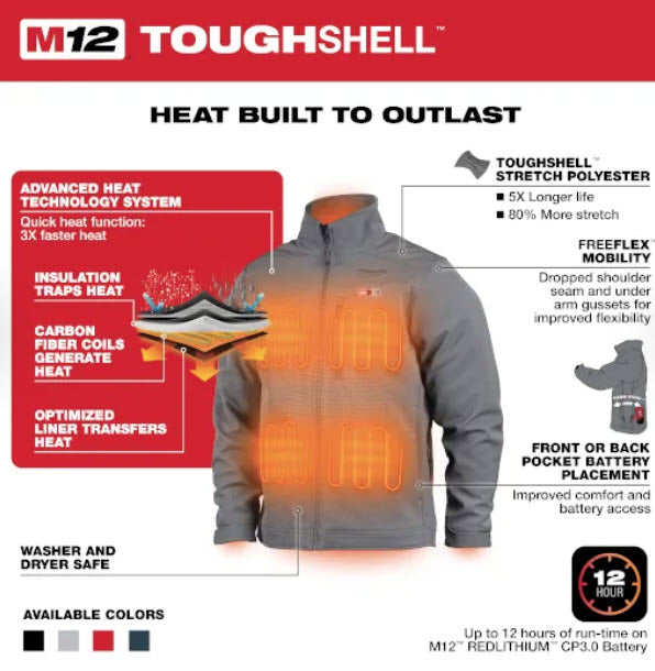 MILWAUKEE Milwaukee Tool M100G-21XL Heated TOUGHSHELL Jacket 12V XL