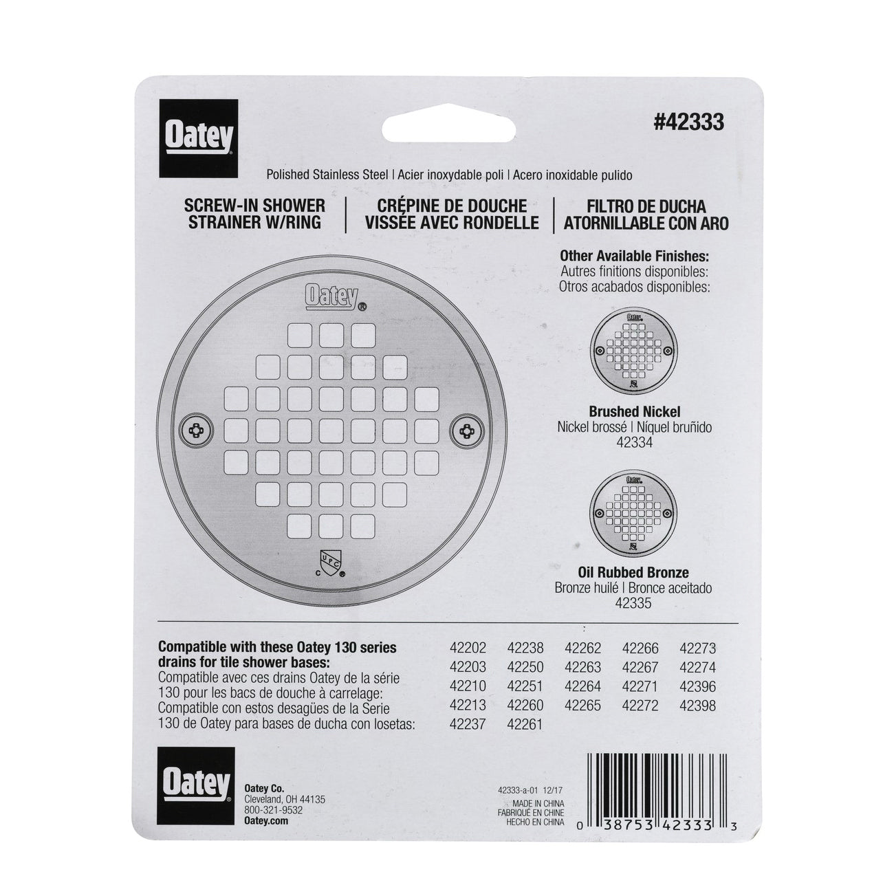 OATEY Oatey 42333 130 Series Round Screw-In Strainer With Ring 4.37 in Dia Replacement MPN