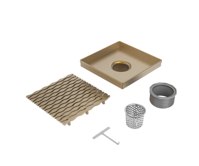 OATEY Oatey SD06-BG-STREAM 6 Square Drain Kit BG Brushed Gold