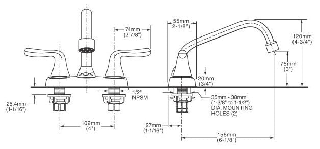 AMERICAN STANDARD American Standard 2475550.002 Colony Soft Utility Faucet 2-Handle 3-Hole Mount