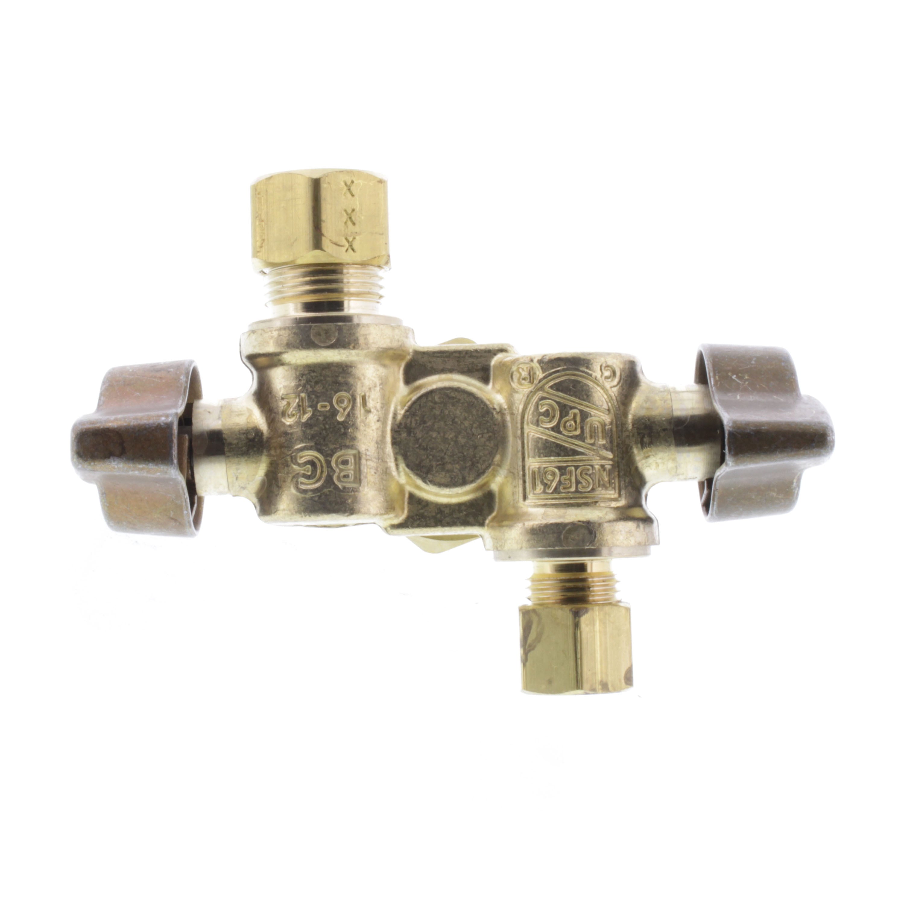 BRASSCRAFT BrassCraft KTCR1900DVXR KTCR1900DV Series 1/2 x 3/8 x 1/4 in. Compression x OD Compression x OD Compression Ball Handle Angle Supply Stop Valve