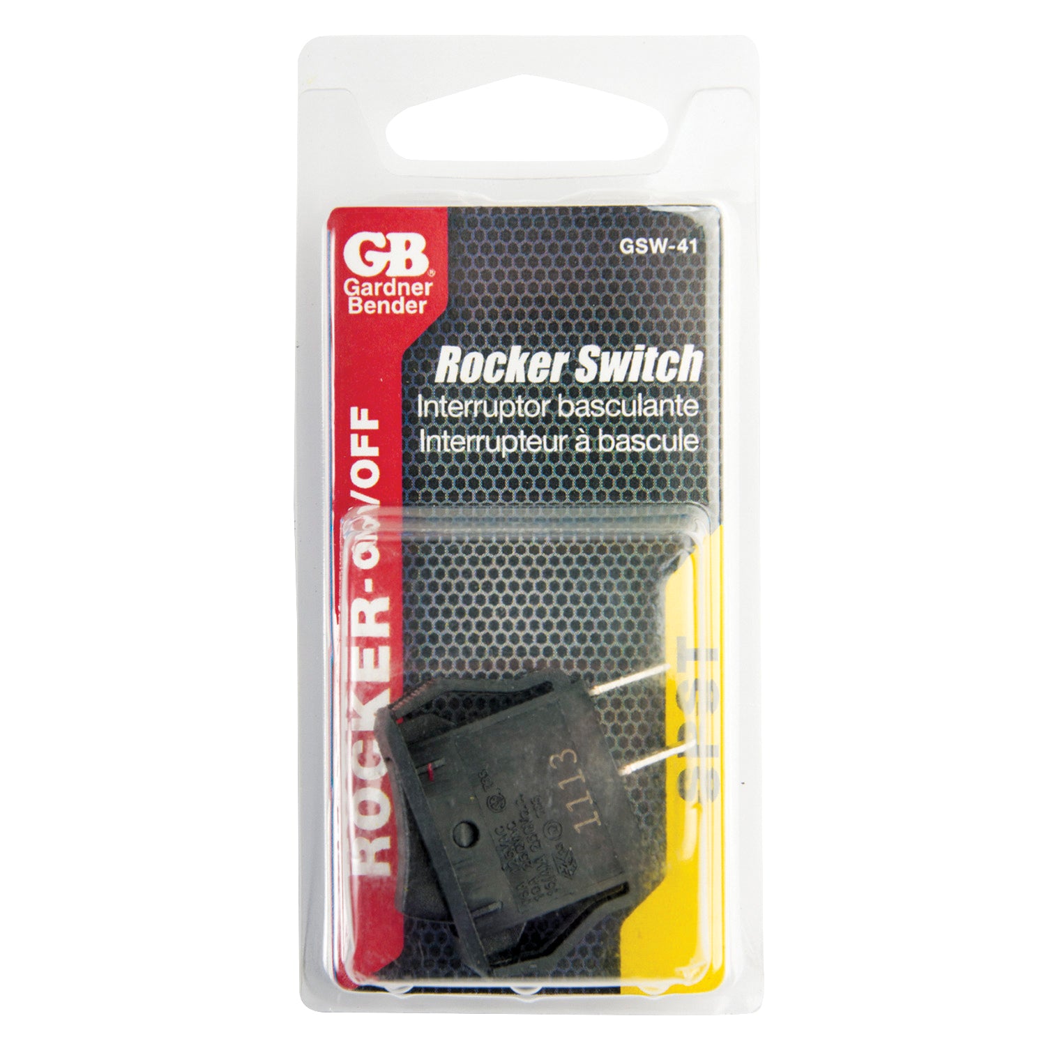 GB ELECTRICAL GB Electrical GSW-41 Appliance Rocker Switch, 10 A at 250 VAC, 16 A at 125 VAC, SPST Contact
