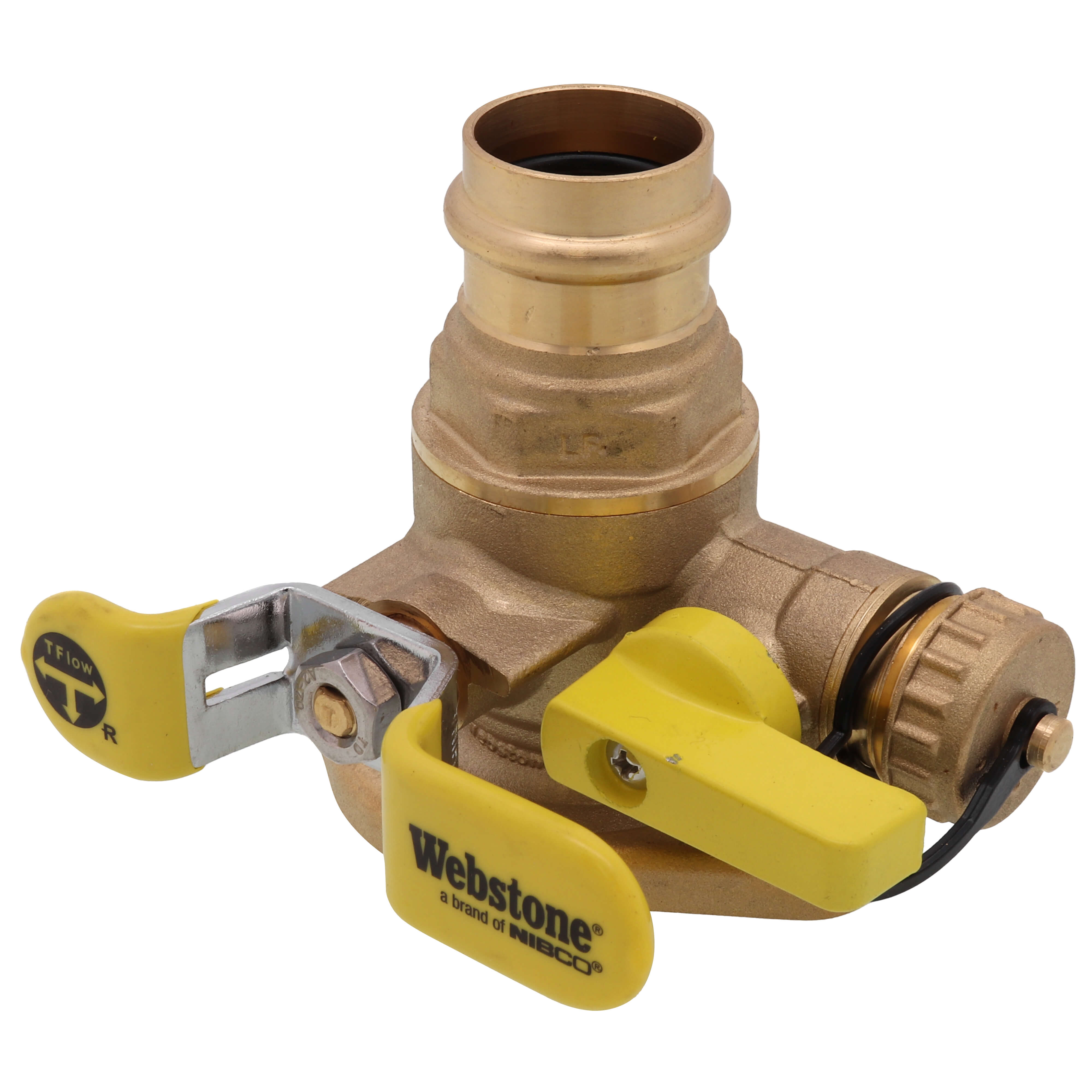 WEBSTONE Webstone H-81414WHV 1 Press High Velocity Full Port Brass Uni-Flange Isolator Flange w/ Multi-Function Drain & Rotating Flange (LF)