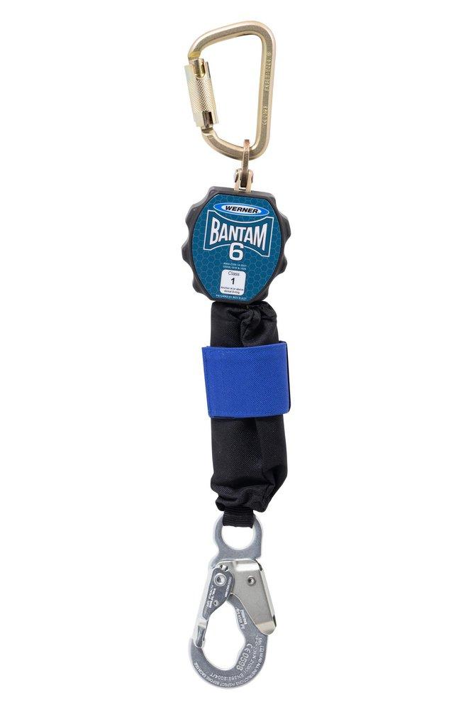 WERNER WERNER R430006 Bantam Web Self-Retracting Lifeline 310 lb Load 6 ft Length ANSI Z359.14 Class A