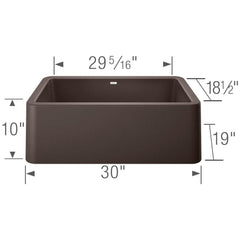 BLANCO BLANCO 401733 Ikon 30 x 19 in No Hole Composite Single Bowl Undermount Kitchen Sink in Cafe Brown