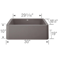 BLANCO Blanco 401778 Ikon 30 x 19 in. No Hole Composite Single Bowl Undermount Kitchen Sink in Metallic Gray