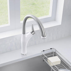 BLANCO Blanco 442036 Artona Single Handle Pull Down Kitchen Faucet PVD Steel/White