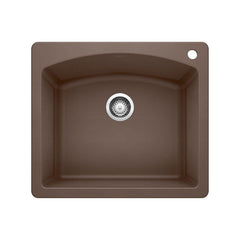 BLANCO BLANCO 440208 Diamond 25 x 22 in. 1 Hole Composite Single Bowl Dual Mount Kitchen Sink in Cafe Brown