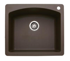 BLANCO BLANCO 440208 Diamond 25 x 22 in. 1 Hole Composite Single Bowl Dual Mount Kitchen Sink in Cafe Brown