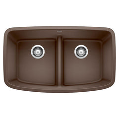 BLANCO BLANCO 442203 Valea 32 x 19 in No Hole Composite Double Bowl Undermount Kitchen Sink in Cafe Brown