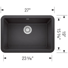 BLANCO BLANCO 402311 Ikon 27 x 19 in. Composite Single Bowl Farmhouse Kitchen Sink in Anthracite