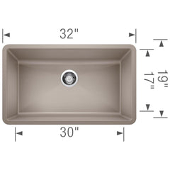 BLANCO Blanco 441297 Precis 32 x 19 in. No Hole Composite Single Bowl Undermount Kitchen Sink in Truffle