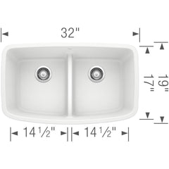 BLANCO Blanco 442199 Valea 32 x 19 in No Hole Composite Double Bowl Undermount Kitchen Sink