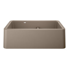 BLANCO BLANCO 402329 Ikon 33 x 19 in. No-Hole Granite Composite Double Bowl Farmhouse Sink in Truffle