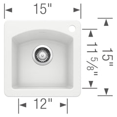 BLANCO BLANCO 440205 Diamond 15 x 15 in. 1 Hole Drop-in and Undermount Granite Bar Sink in White