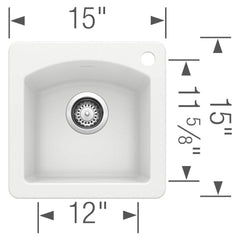 BLANCO BLANCO 440205 Diamond 15 x 15 in. 1 Hole Drop-in and Undermount Granite Bar Sink in White