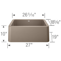 BLANCO BLANCO 402318 Ikon 27 x 19 in. Composite Single Bowl Farmhouse Kitchen Sink in Truffle