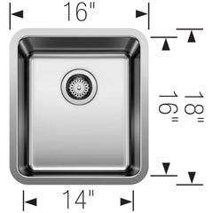 BLANCO BLANCO 442767 Formera 16 x 18 in. Stainless Steel Undermount Bar Sink