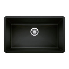 BLANCO BLANCO 442935 Precis 32 x 19 in. No Hole Granite Composite Single Bowl Undermount Kitchen Sink in Coal Black