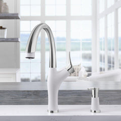 BLANCO BLANCO 442054 Artona Deck Mount Soap Dispenser in White with Stainless Steel for 442028 Kitchen Faucet