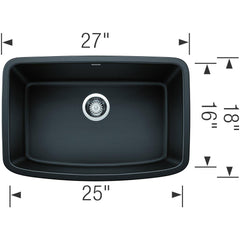 BLANCO BLANCO 442552 Valea 27 X 18 In. No Hole Composite Single Bowl Undermount Kitchen Sink In Anthracite
