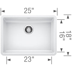 BLANCO BLANCO 442542 Precis 25 x 18 in. No Hole Composite Single Bowl Undermount Kitchen Sink in White
