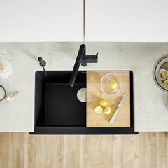 BLANCO BLANCO 526545 Vintera 29-13/16 x 19 in. No Hole Granite Composite Single Bowl Farmhouse Kitchen Sink in Coal Black