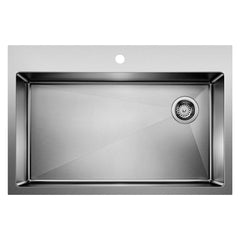 BLANCO BLANCO 524221 Quatrus 33 x 22 in. No Hole Stainless Steel Single Bowl Dual Mount Kitchen Sink in Satin