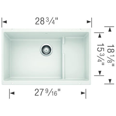 BLANCO BLANCO 519453 Precis 28-3/4 x 18-1/8 in. No Hole Composite Double Bowl Undermount Kitchen Sink in White